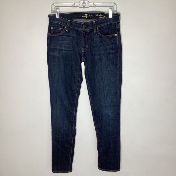 7 For All‎ Mankind Womens The Slim Cigarette Jeans Blue Size 28 - Picture 2 of 9